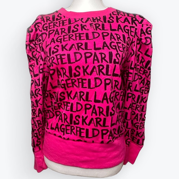 Karl Lagerfeld Sweaters - Karl Lagerfeld Paris Logo Graffiti Sweatshirt | C- Hot Pink | Size - M